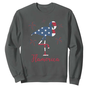 Flamingo 4Th Of July Patriotic USA Independence Flamerica Sweatshirt TS14 Dark Heather Print Your Wear