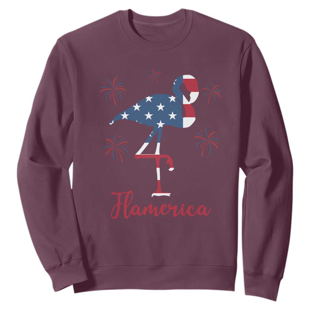Flamingo 4Th Of July Patriotic USA Independence Flamerica Sweatshirt TS14 Maroon Print Your Wear