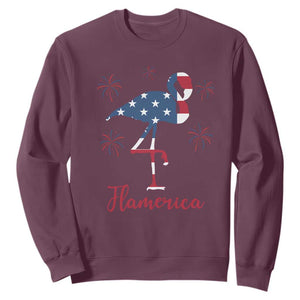 Flamingo 4Th Of July Patriotic USA Independence Flamerica Sweatshirt TS14 Maroon Print Your Wear