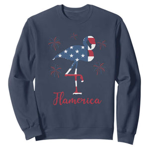 Flamingo 4Th Of July Patriotic USA Independence Flamerica Sweatshirt TS14 Navy Print Your Wear