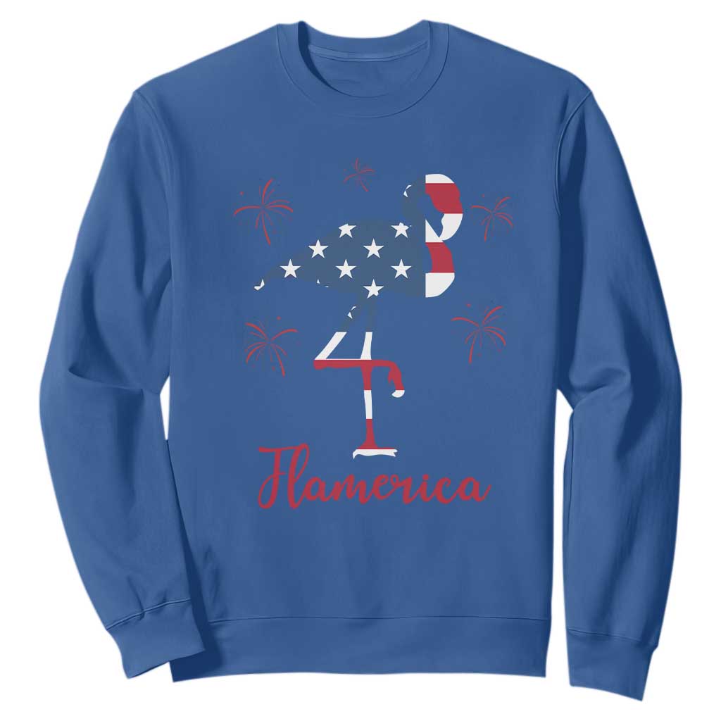 Flamingo 4Th Of July Patriotic USA Independence Flamerica Sweatshirt TS14 Royal Blue Print Your Wear