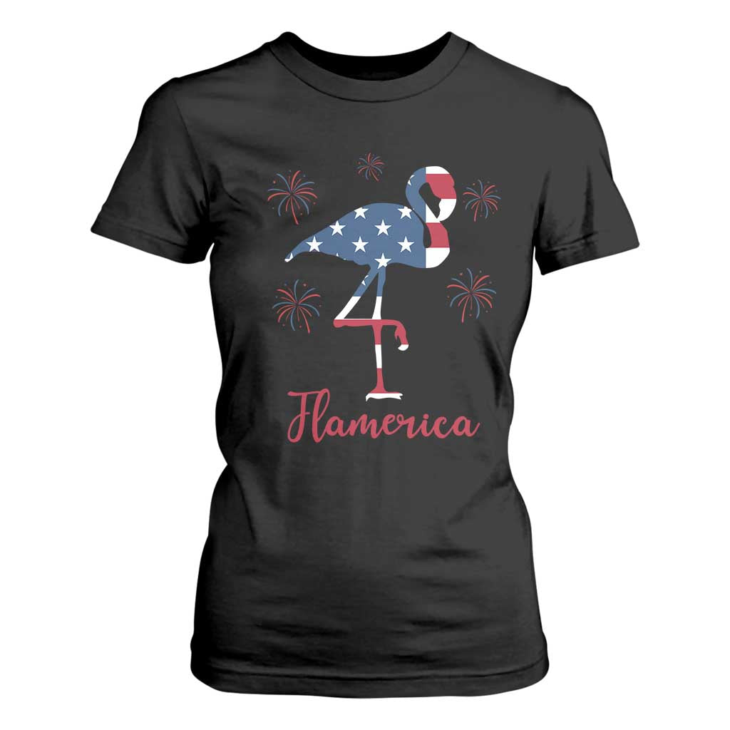 Flamingo 4Th Of July Patriotic USA Independence Flamerica T Shirt For Women TS14 Black Print Your Wear