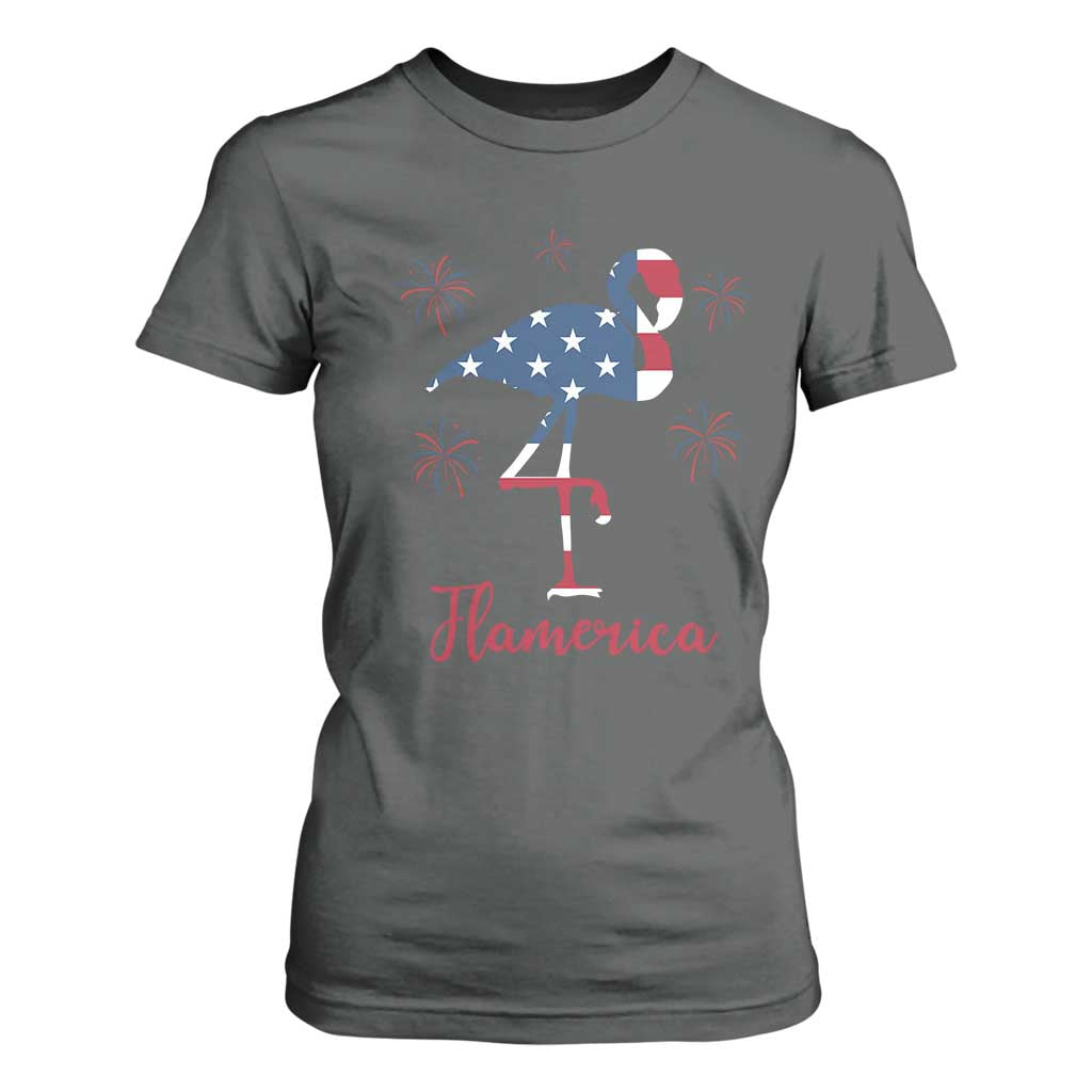 Flamingo 4Th Of July Patriotic USA Independence Flamerica T Shirt For Women TS14 Dark Heather Print Your Wear
