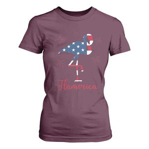 Flamingo 4Th Of July Patriotic USA Independence Flamerica T Shirt For Women TS14 Maroon Print Your Wear
