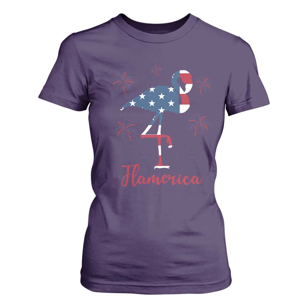 Flamingo 4Th Of July Patriotic USA Independence Flamerica T Shirt For Women TS14 Purple Print Your Wear