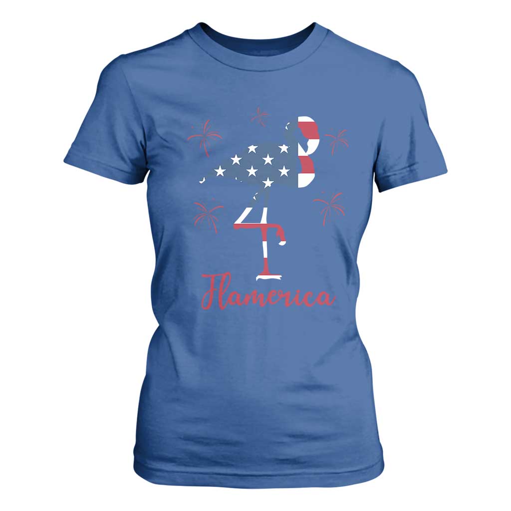 Flamingo 4Th Of July Patriotic USA Independence Flamerica T Shirt For Women TS14 Royal Blue Print Your Wear
