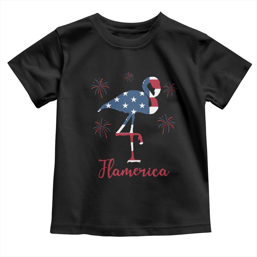 Flamingo 4Th Of July Patriotic USA Independence Flamerica Toddler T Shirt TS14 Black Print Your Wear