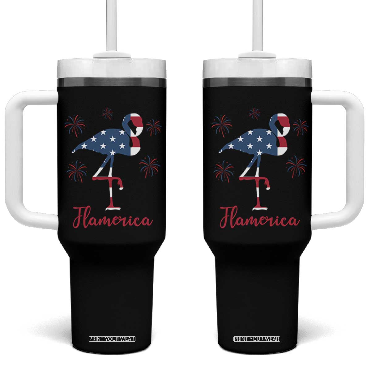 Flamingo 4Th Of July Patriotic USA Independence Flamerica Tumbler With Handle