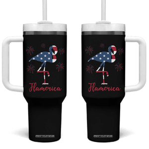 Flamingo 4Th Of July Patriotic USA Independence Flamerica Tumbler With Handle