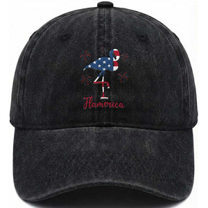 Flamingo 4Th Of July Patriotic USA Independence Flamerica Washed Cotton Baseball Cap