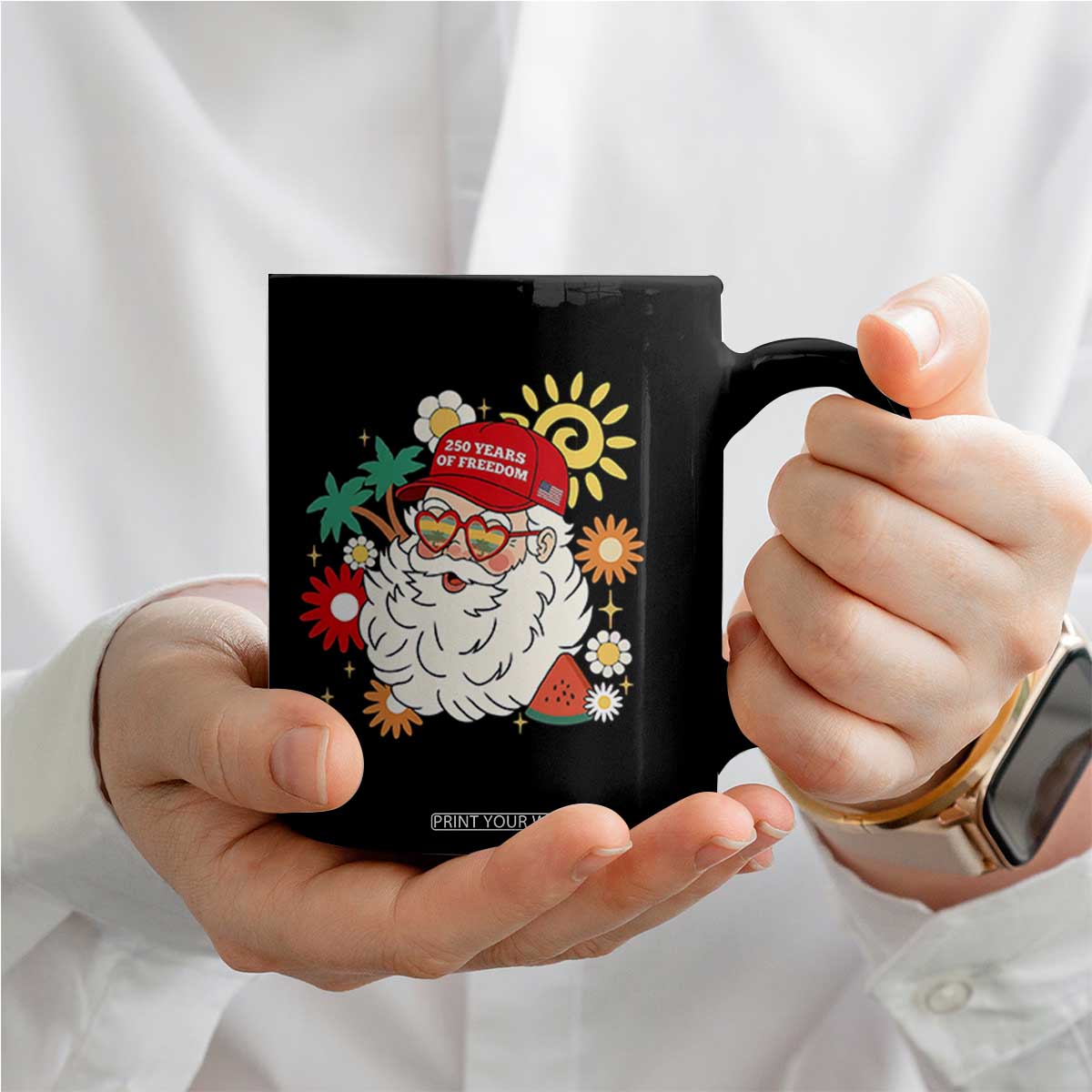 USA 250th Anniversary Santa Christmas In July Coffee Mug