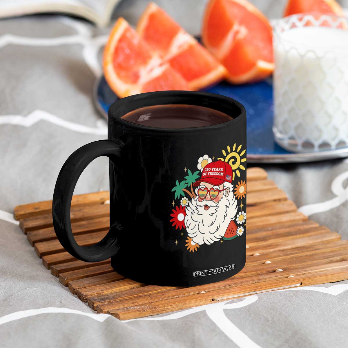 USA 250th Anniversary Santa Christmas In July Coffee Mug