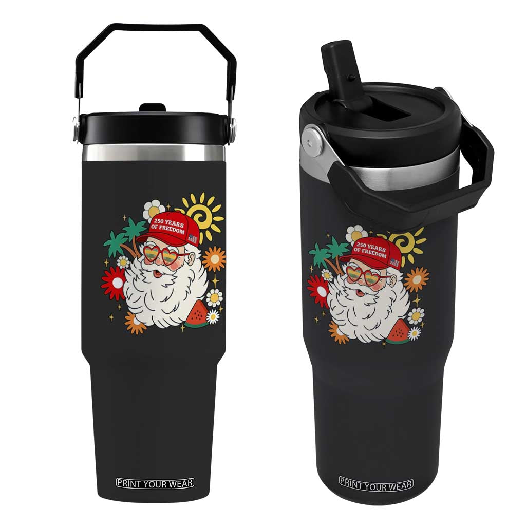 USA 250th Anniversary Santa Christmas In July Flip Straw Tumbler