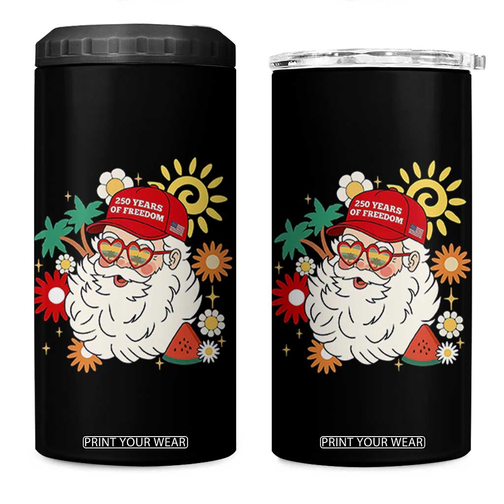 USA 250th Anniversary Santa Christmas In July 4 in 1 Can Cooler Tumbler