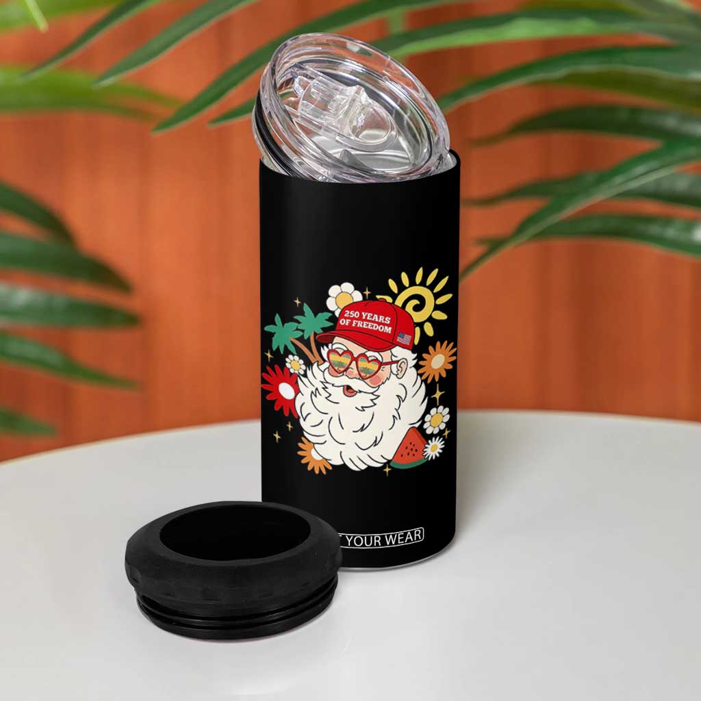 USA 250th Anniversary Santa Christmas In July 4 in 1 Can Cooler Tumbler
