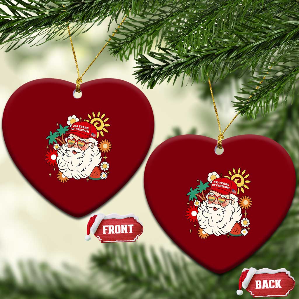 USA 250th Anniversary Santa Christmas In July Ceramic Ornament