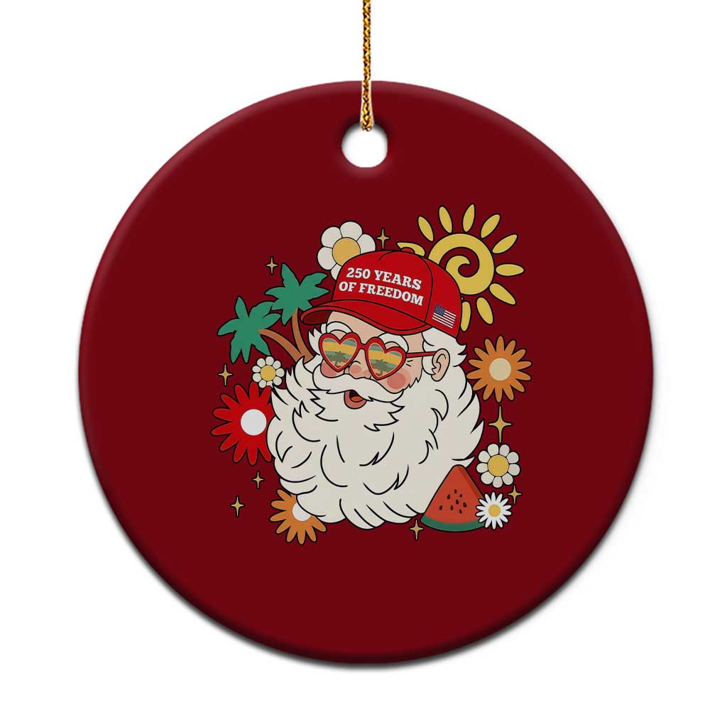 USA 250th Anniversary Santa Christmas In July Ceramic Ornament TS14 1pc Red Print Your Wear