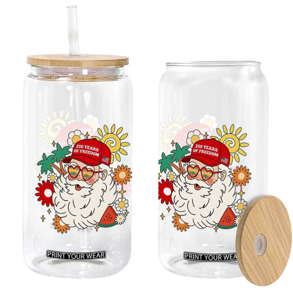 USA 250th Anniversary Santa Christmas In July Glass Can