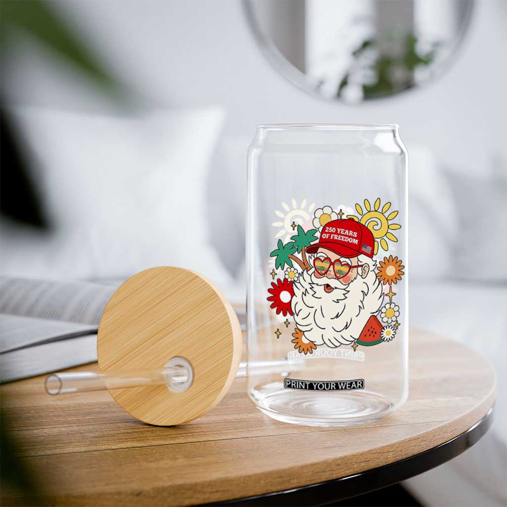 USA 250th Anniversary Santa Christmas In July Glass Can