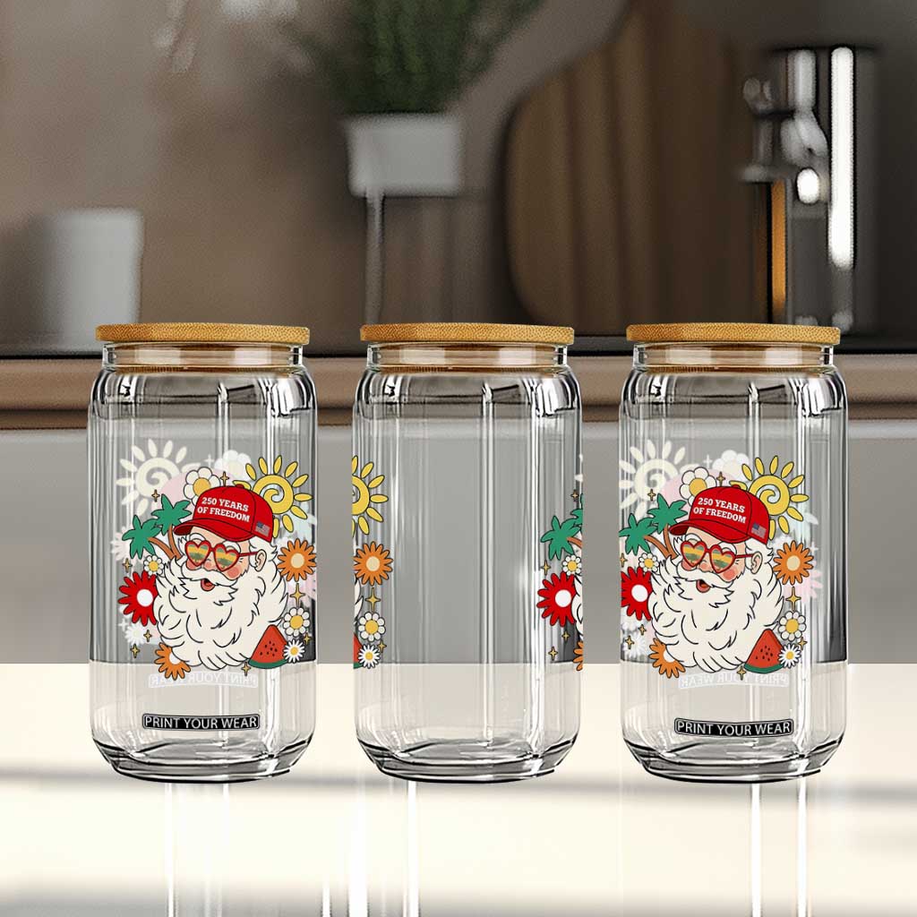 USA 250th Anniversary Santa Christmas In July Glass Can