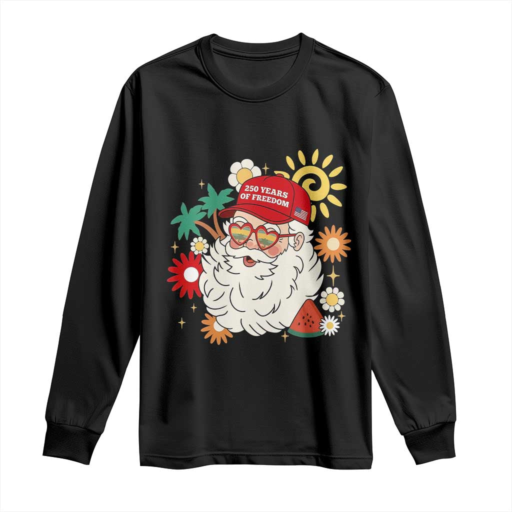 USA 250th Anniversary Santa Christmas In July Long Sleeve Shirt TS14 Black Print Your Wear
