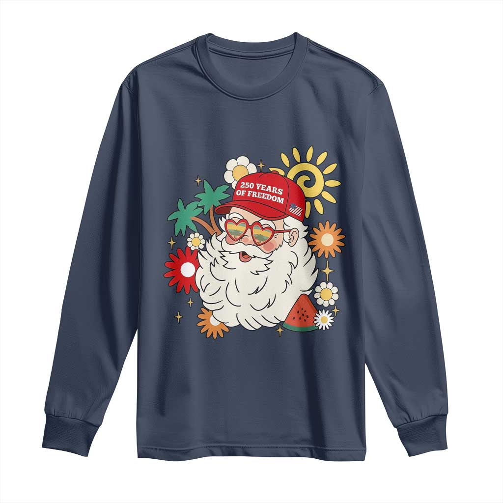 USA 250th Anniversary Santa Christmas In July Long Sleeve Shirt
