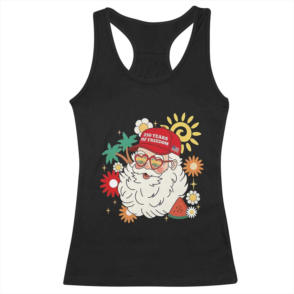 USA 250th Anniversary Santa Christmas In July Racerback Tank Top