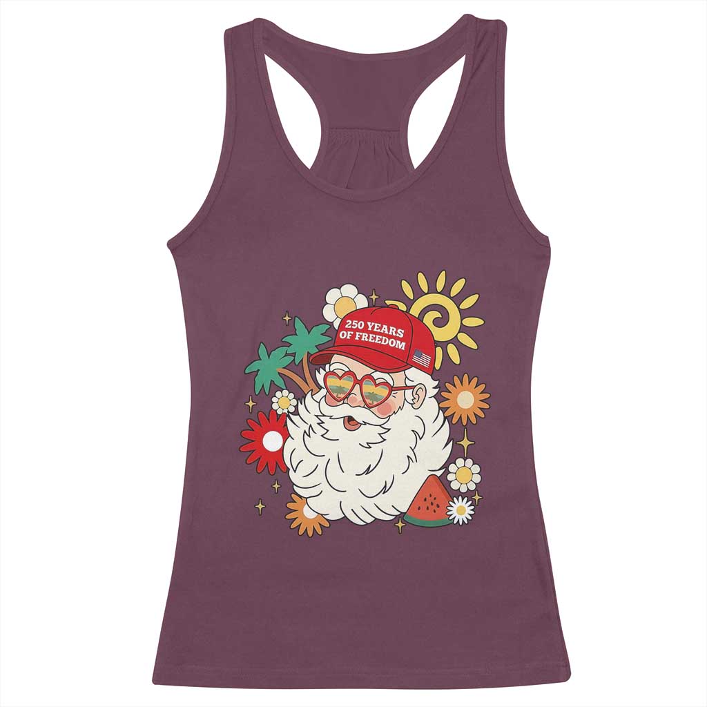 USA 250th Anniversary Santa Christmas In July Racerback Tank Top