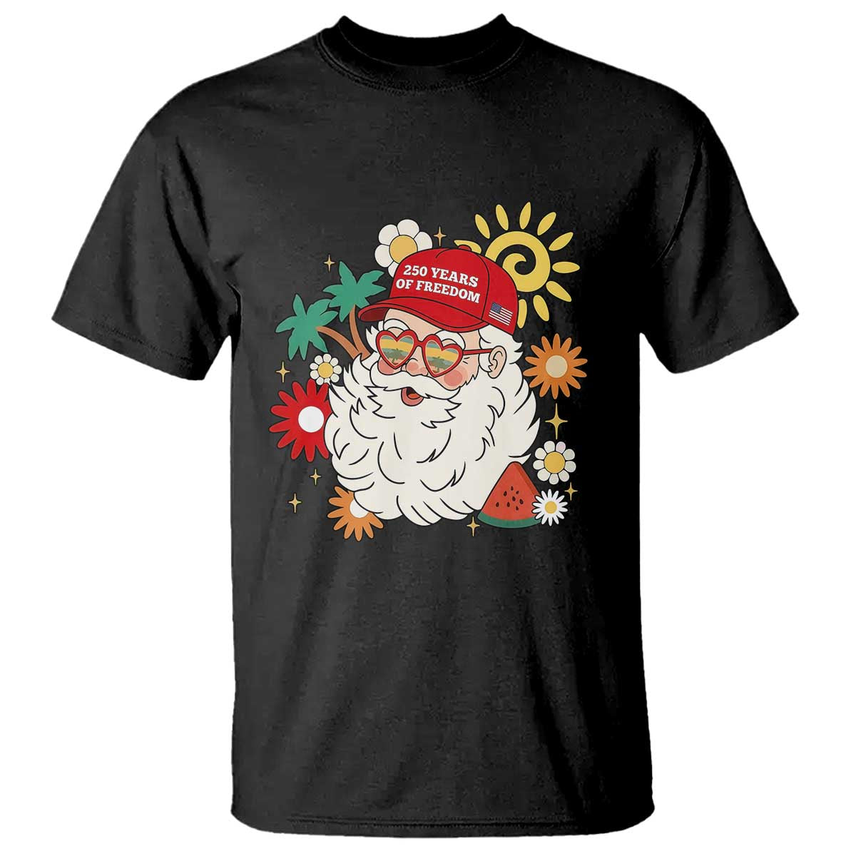 USA 250th Anniversary Santa Christmas In July T Shirt TS14 Black Print Your Wear