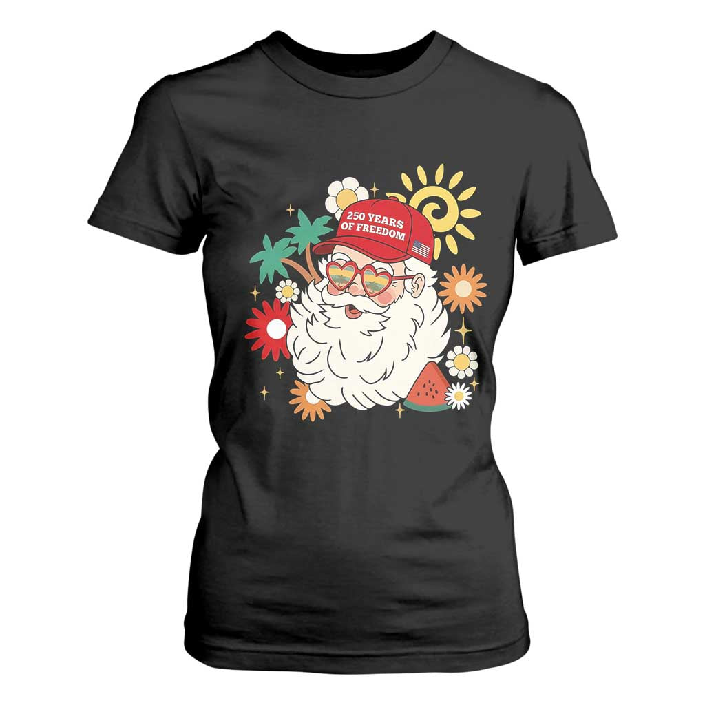 USA 250th Anniversary Santa Christmas In July T Shirt For Women