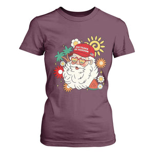USA 250th Anniversary Santa Christmas In July T Shirt For Women