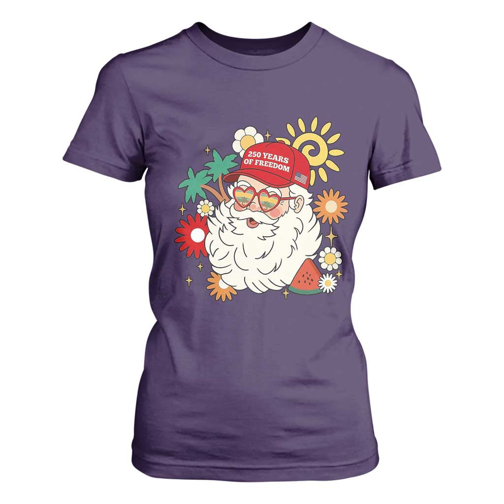 USA 250th Anniversary Santa Christmas In July T Shirt For Women