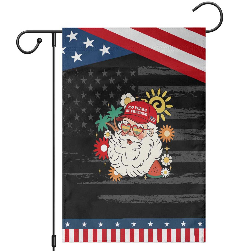 USA 250th Anniversary Santa Christmas In July Patriotic Garden Flag TS14 Distressed Black Blue Print Your Wear