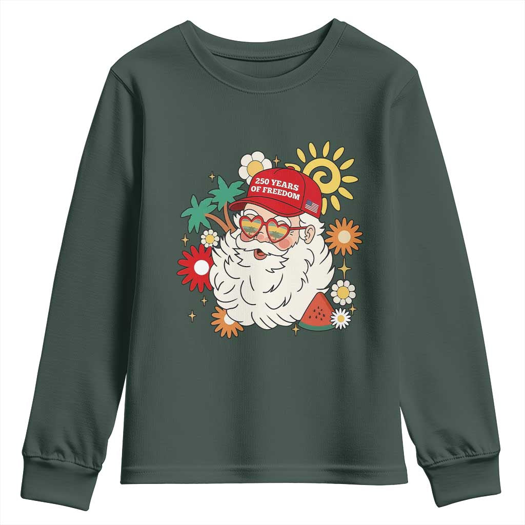 USA 250th Anniversary Santa Christmas In July Youth Sweatshirt