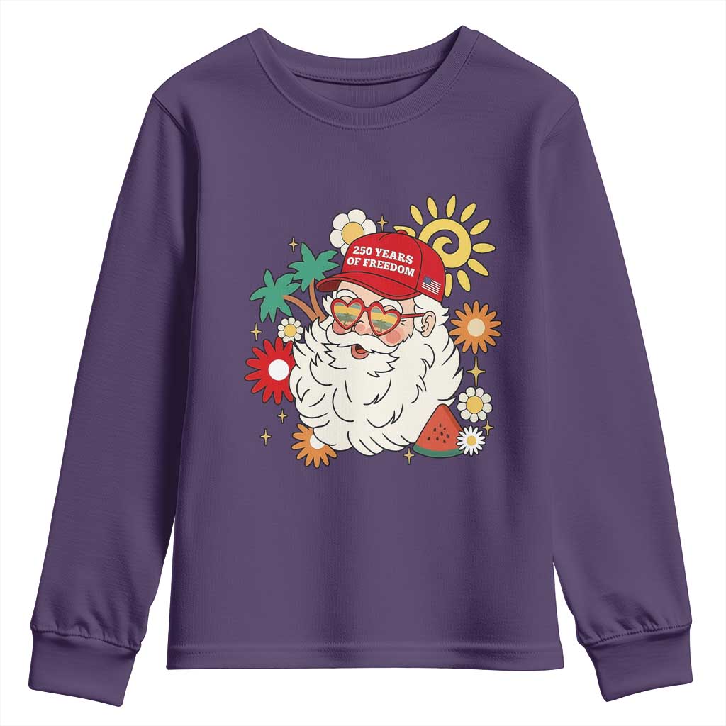 USA 250th Anniversary Santa Christmas In July Youth Sweatshirt
