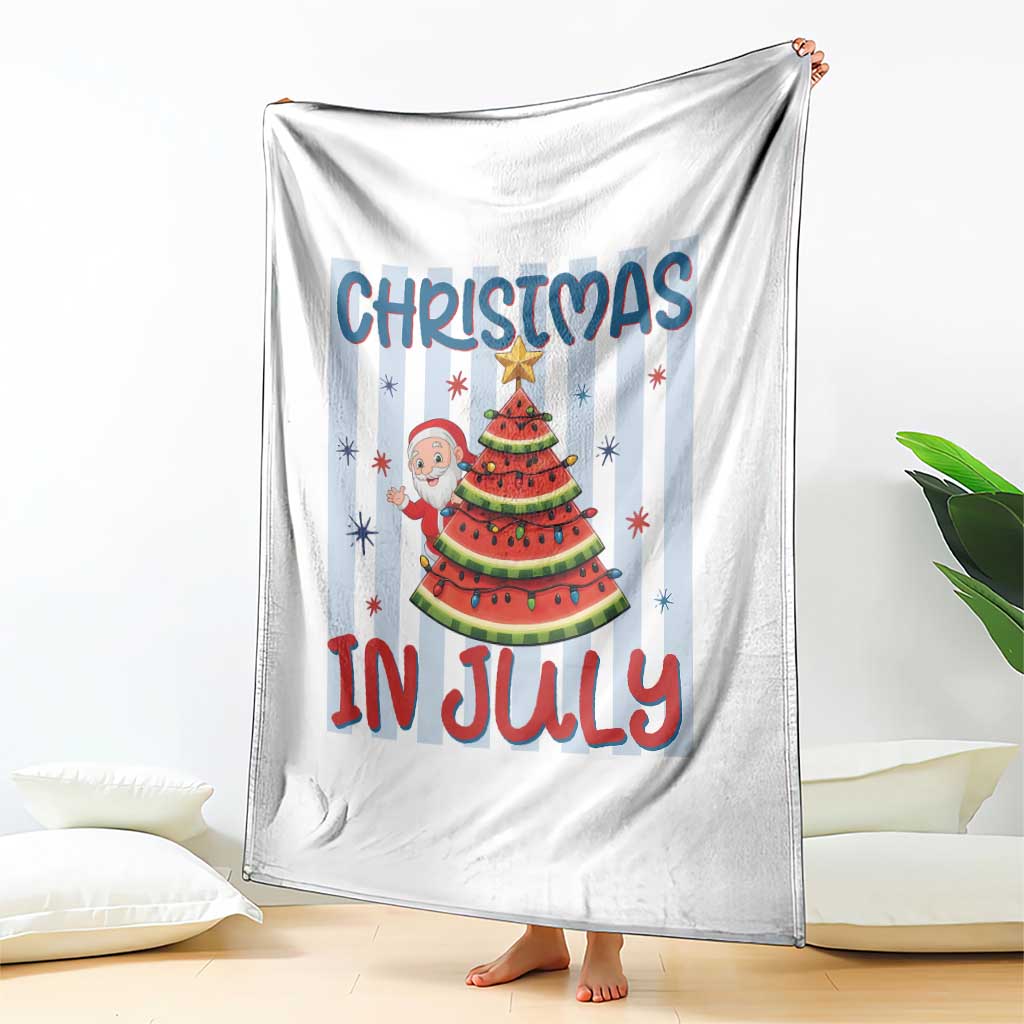 Funny Santa Christmas in July Throw Blanket Melon Christmas Tree Summer