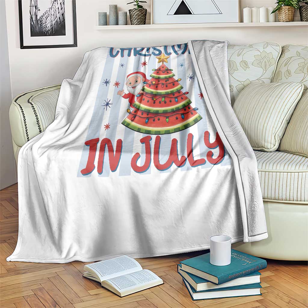 Funny Santa Christmas in July Throw Blanket Melon Christmas Tree Summer