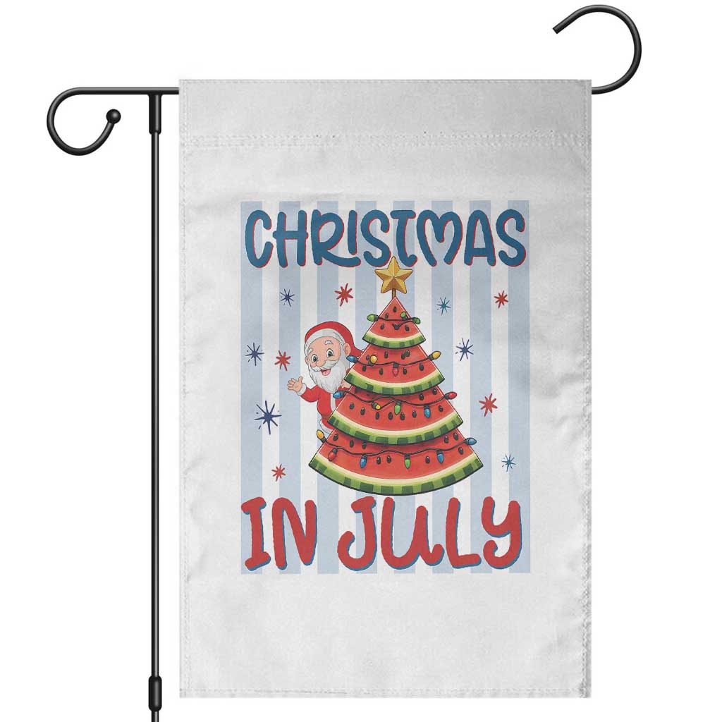 Funny Santa Christmas in July Garden Flag Melon Christmas Tree Summer TS14 White Print Your Wear