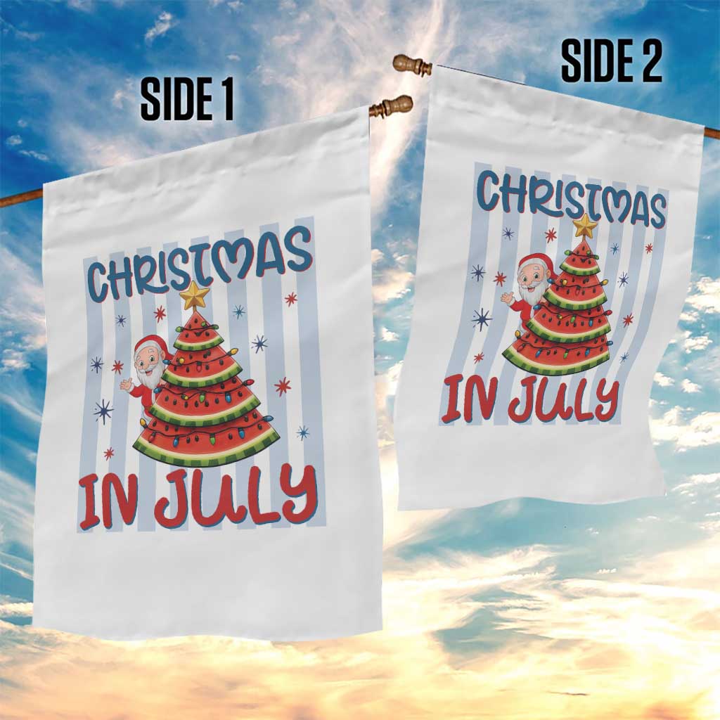 Funny Santa Christmas in July Garden Flag Melon Christmas Tree Summer