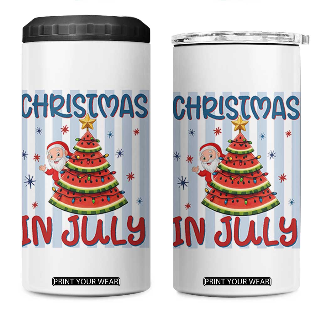 Funny Santa Christmas in July 4 in 1 Can Cooler Tumbler Melon Christmas Tree Summer TS14 One Size: 16 oz White Print Your Wear