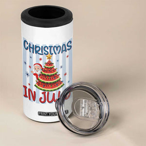 Funny Santa Christmas in July 4 in 1 Can Cooler Tumbler Melon Christmas Tree Summer