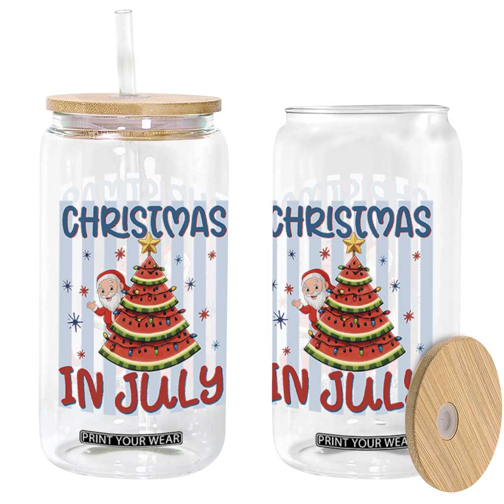 Funny Santa Christmas in July Glass Can Melon Christmas Tree Summer