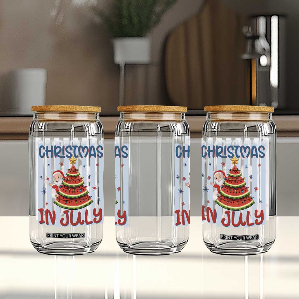 Funny Santa Christmas in July Glass Can Melon Christmas Tree Summer