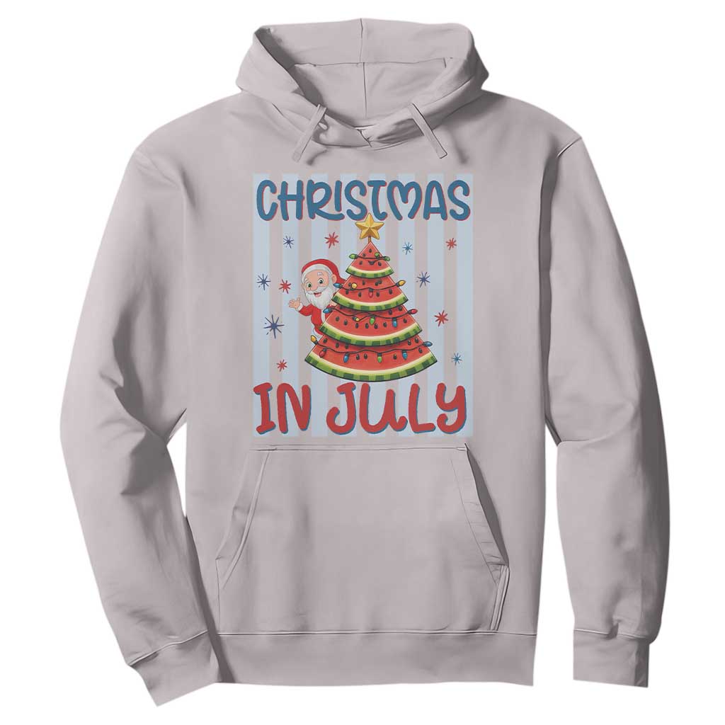 Funny Santa Christmas in July Hoodie Melon Christmas Tree Summer