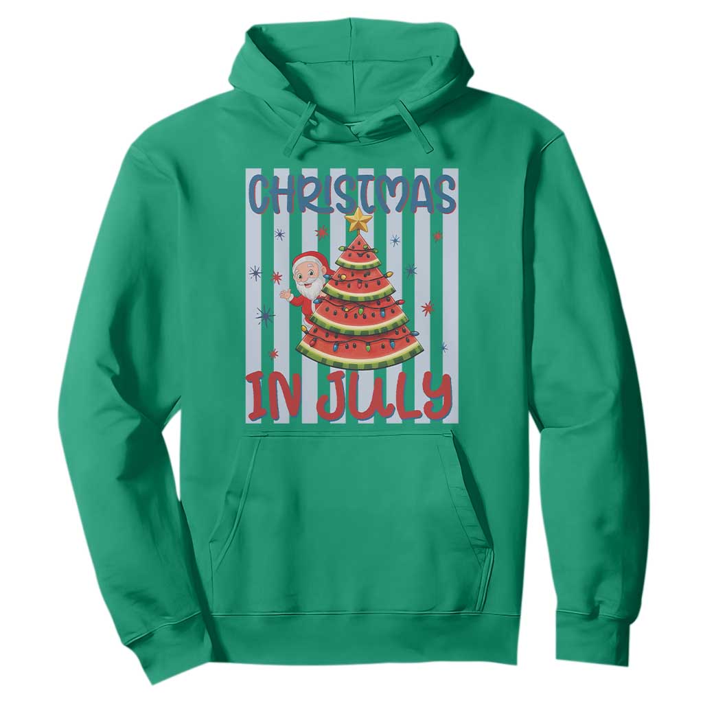 Funny Santa Christmas in July Hoodie Melon Christmas Tree Summer