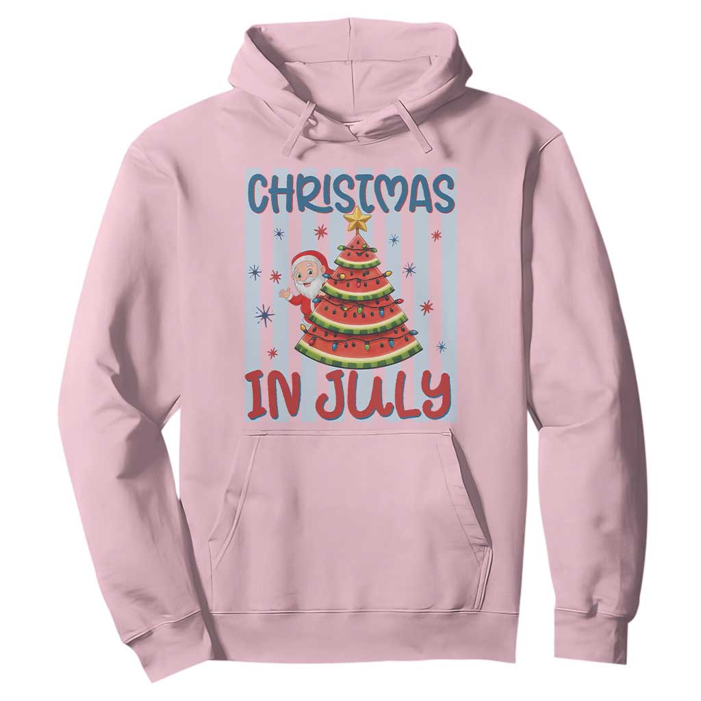 Funny Santa Christmas in July Hoodie Melon Christmas Tree Summer