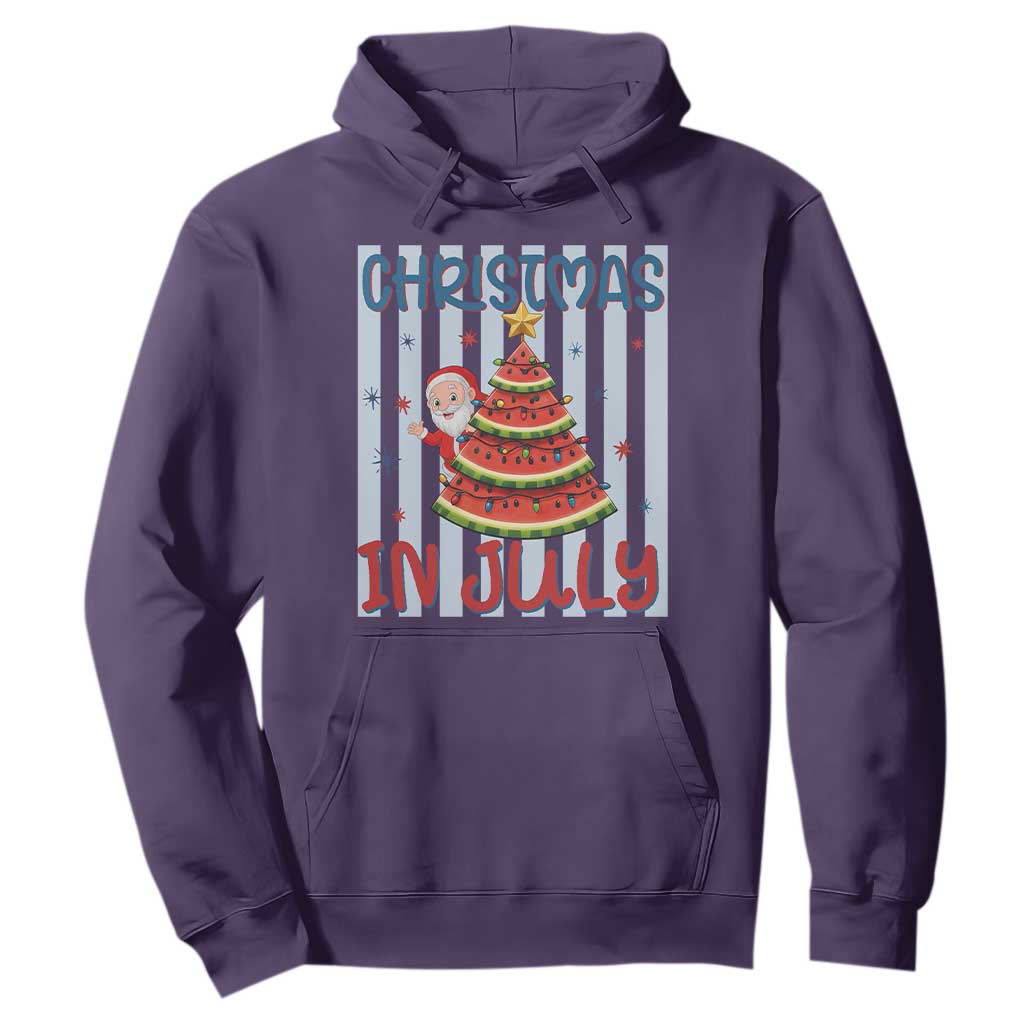 Funny Santa Christmas in July Hoodie Melon Christmas Tree Summer