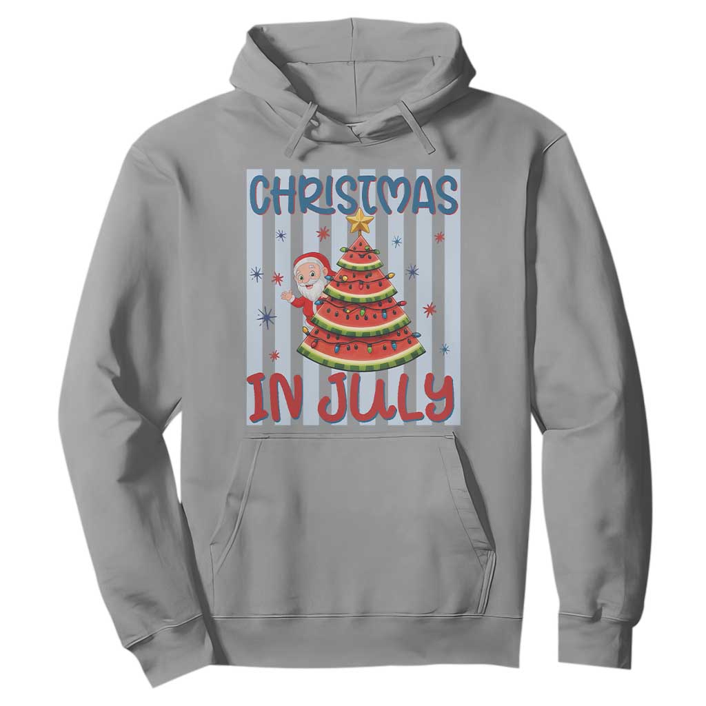 Funny Santa Christmas in July Hoodie Melon Christmas Tree Summer