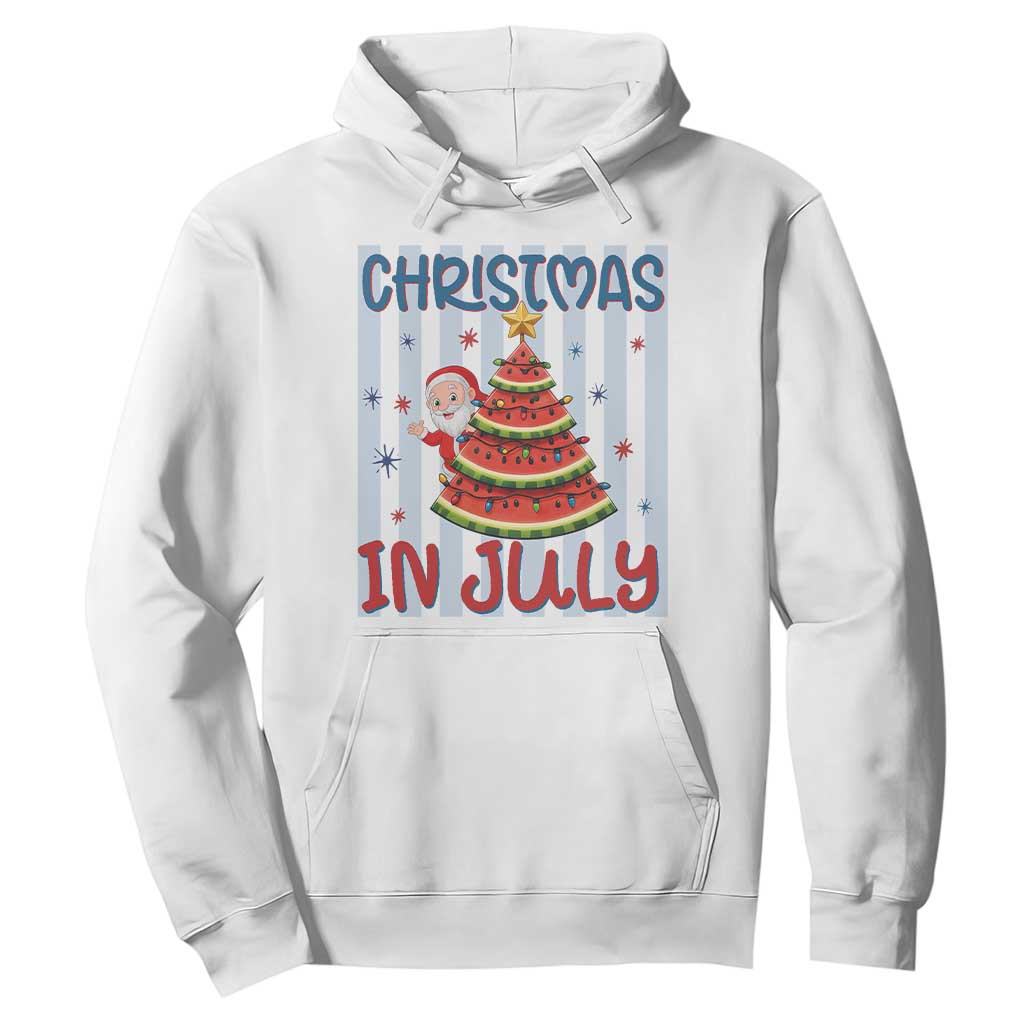 Funny Santa Christmas in July Hoodie Melon Christmas Tree Summer