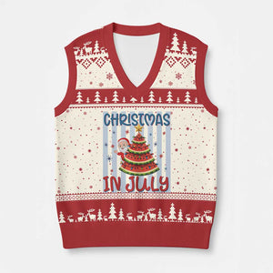 Funny Santa Christmas in July V-Neck Knit Sweater Vest Melon Christmas Tree Summer TS14 Beige Red Print Your Wear